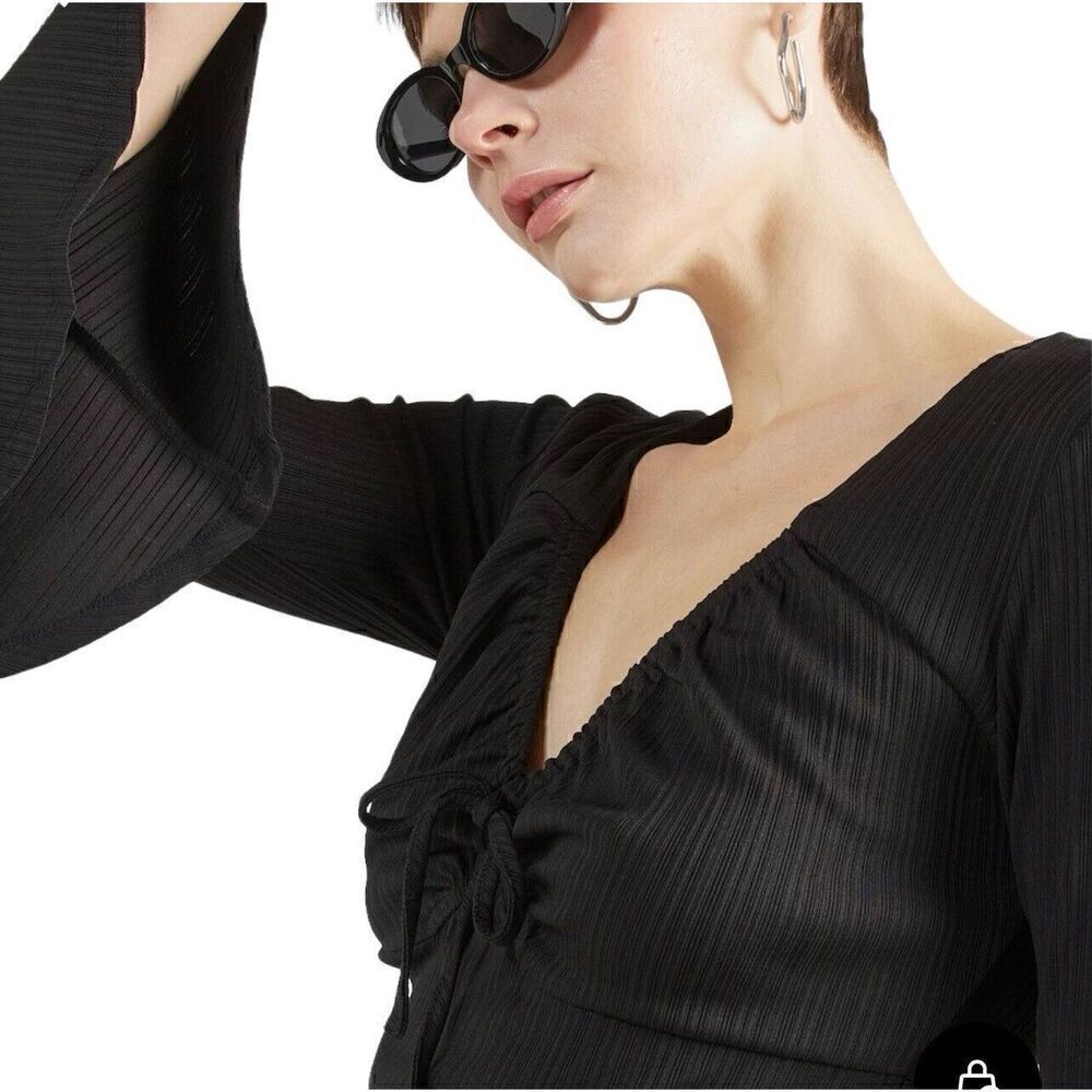 Topshop Dress 'TEA' in Black Cloak Long Sleeve Dress Size 12 - Picture 4 of 7